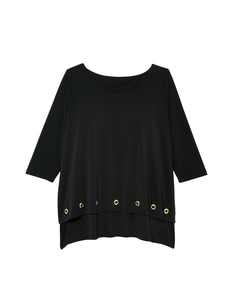 Front of plus size Erica Three-Quarter Sleeve Top by Belldini Black Label | Dia&Co | dia_product_style_image_id:148417